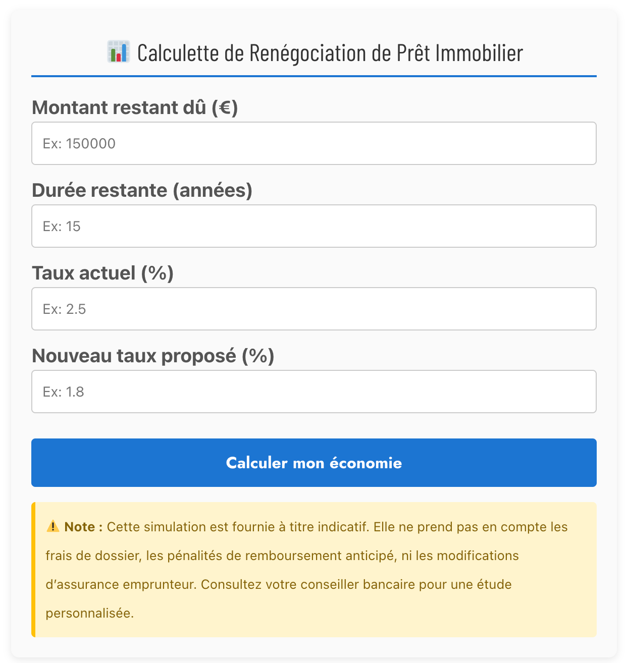 Calculette renégociation prêt Oulala
